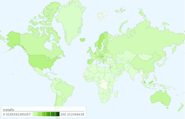 Популярность CyanogenMod в различных странах